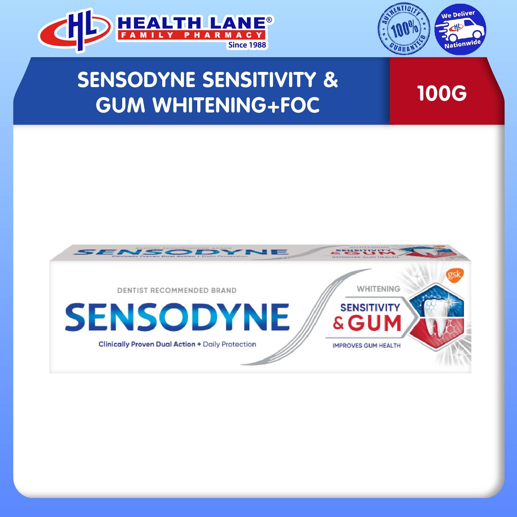 SENSODYNE SENSITIVITY & GUM PEMUTIH+FOC (100G)